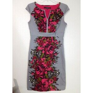 Nine West womens Sheath Dress Size 4 Floral Gray sleeveless business casual